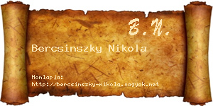 Bercsinszky Nikola névjegykártya