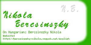 nikola bercsinszky business card